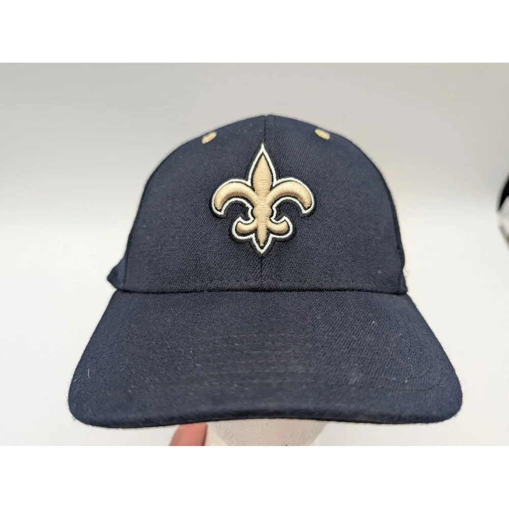 47 Brand New Orleans Saints Hat Black Gold Fleur-de-lis Stretch Fit Cap NFL OSFA